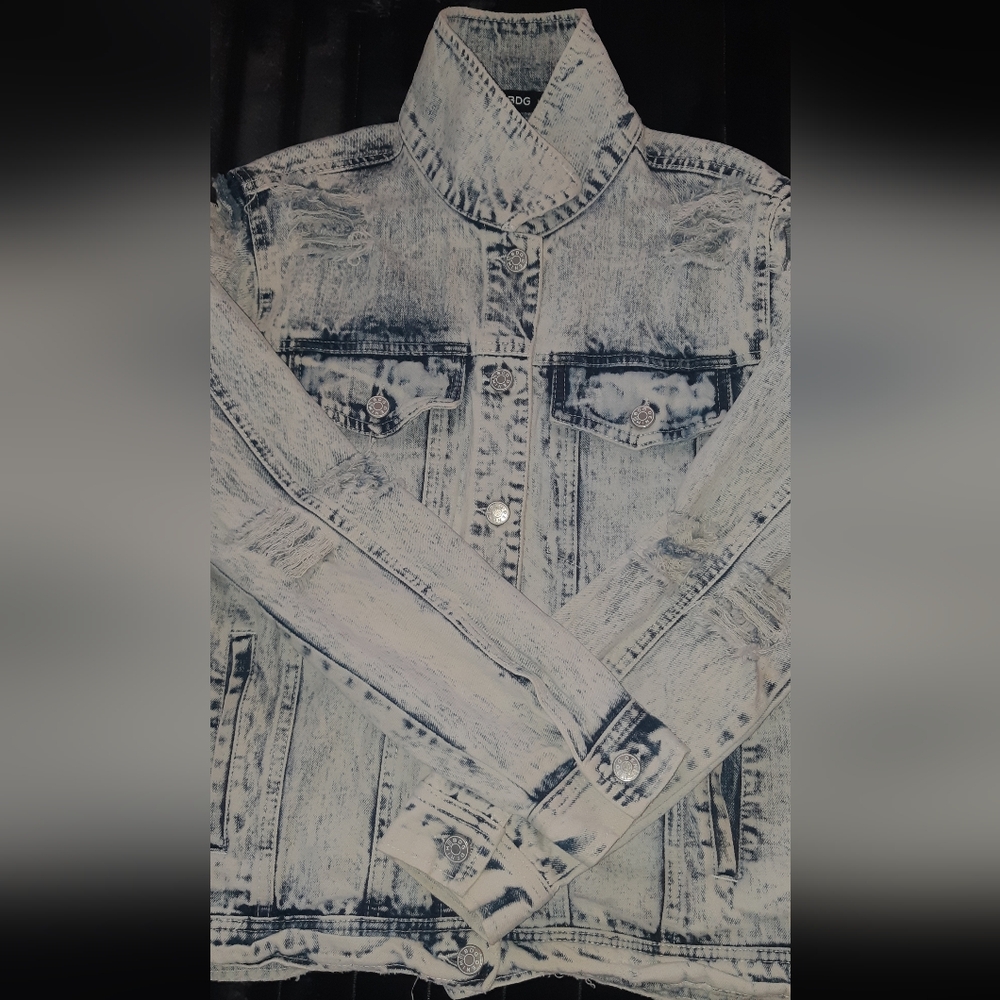 🔥Women's Medium Vintage Inspired BDG Light Blue Acid Wash Denim Jean Jacket
